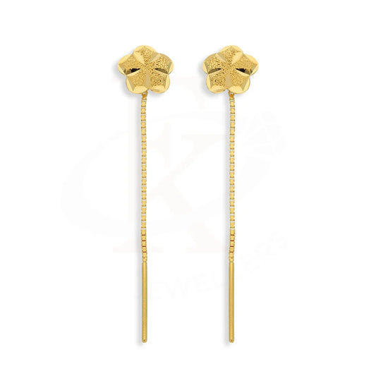 Gold Flower Tic-Tac Drop Earrings 22Kt - Fkjern22K5081