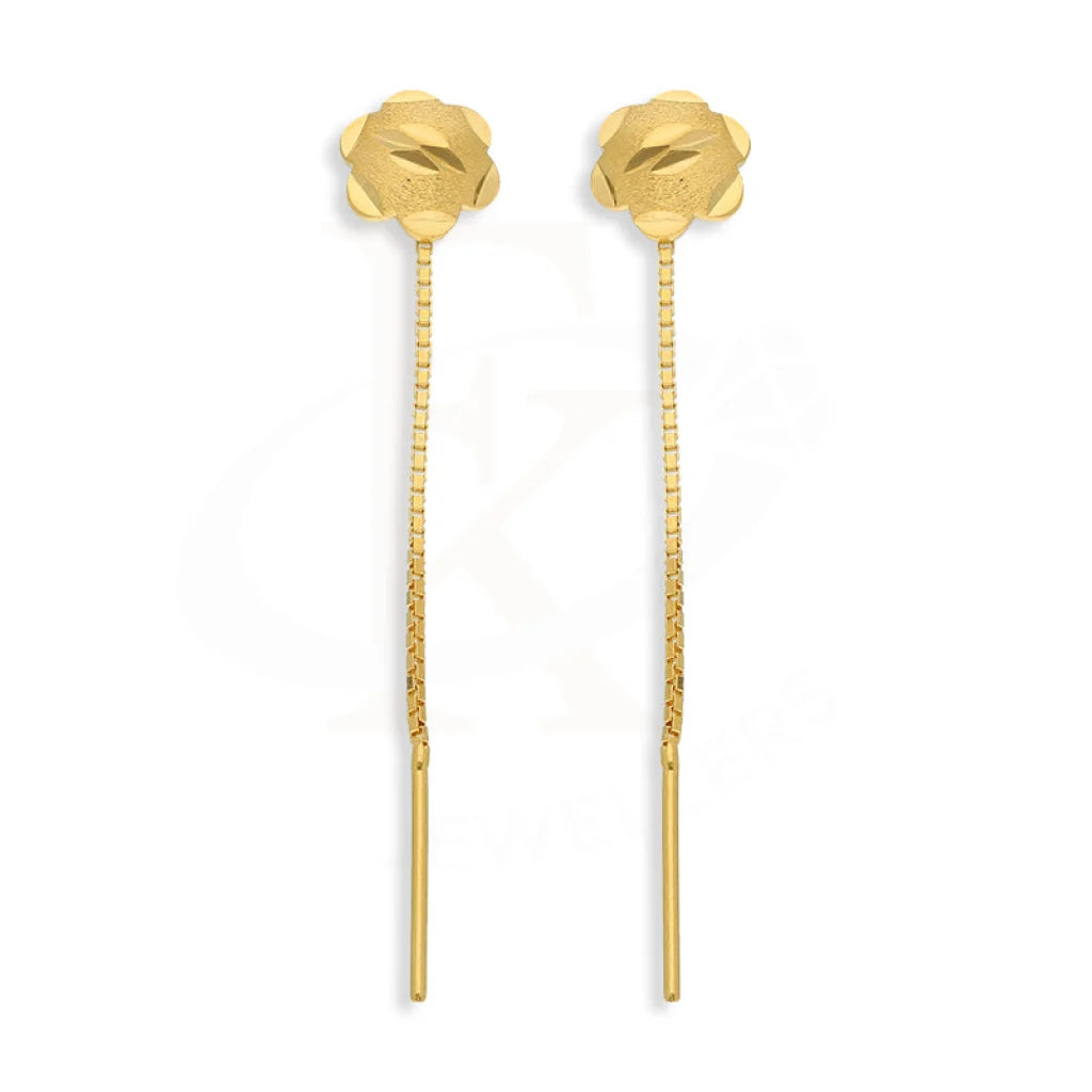 Gold Flower Tic-Tac Drop Earrings 22Kt - Fkjern22K5084