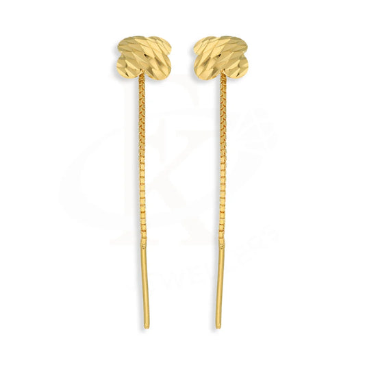 Gold Flower Tic-Tac Drop Earrings 22Kt - Fkjern22K5086