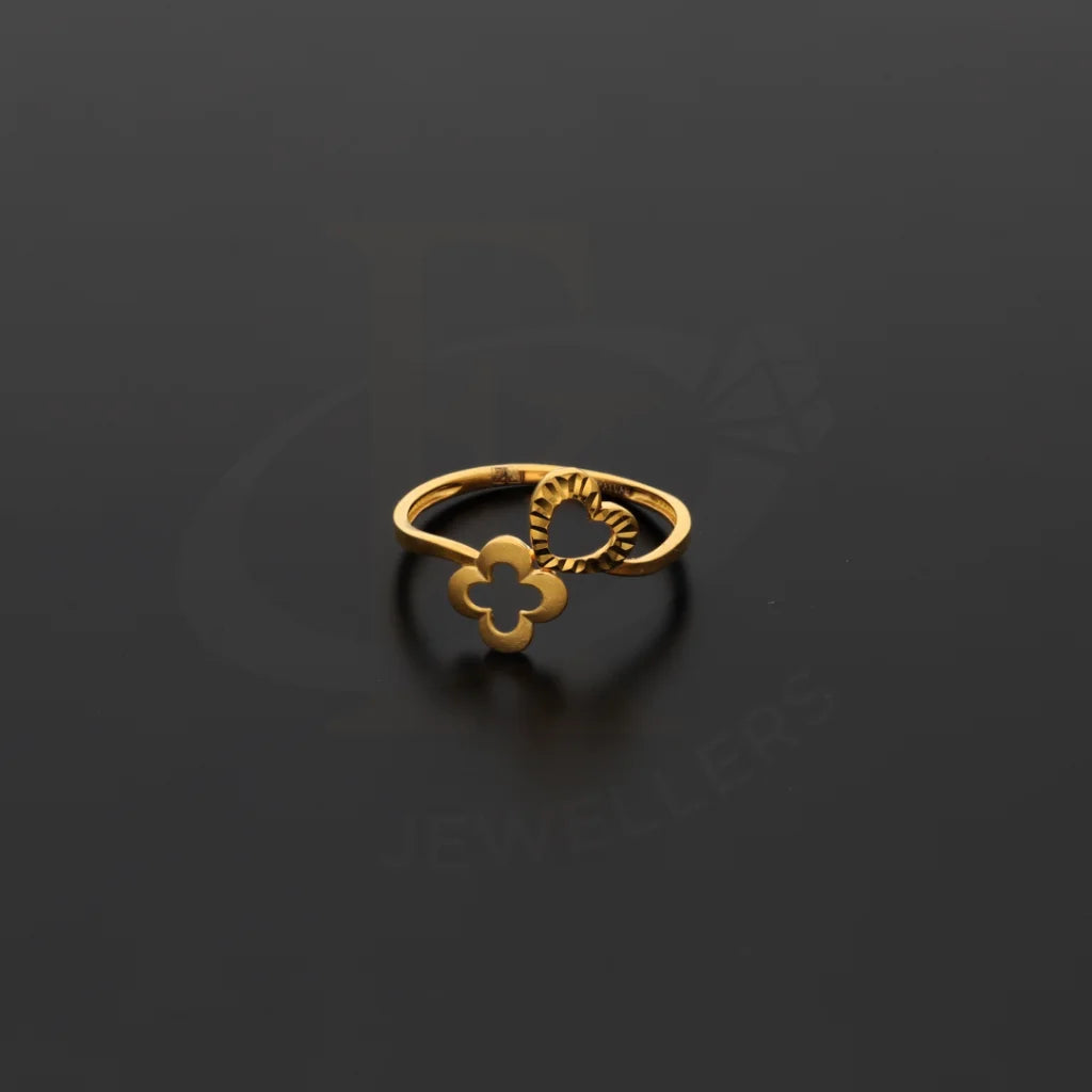 Gold Flower With Heart Ring 21Kt - Fkjern18Km8412 Rings