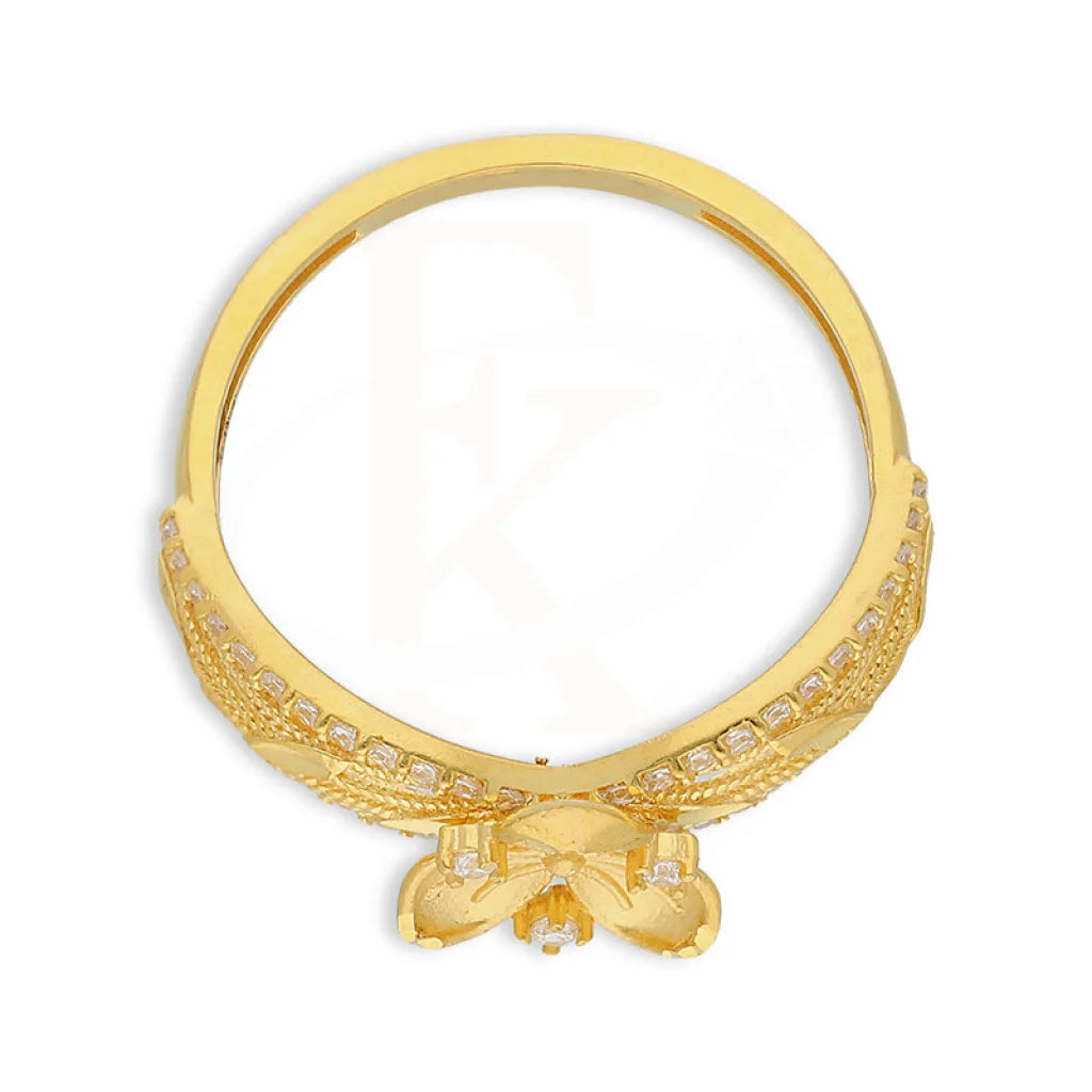 Gold Flowers Bangle With Ring 22Kt - Fkjbng22K5043 Bangles