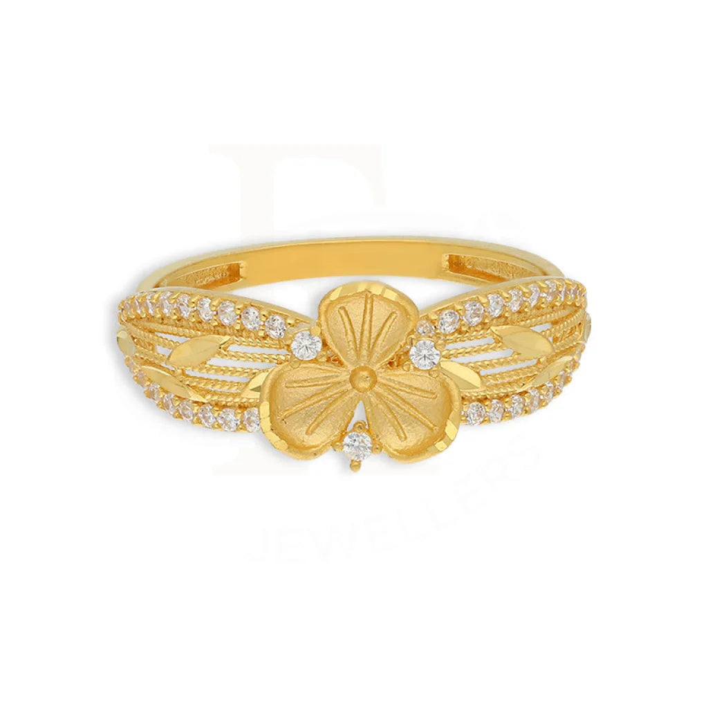 Gold Flowers Bangle With Ring 22Kt - Fkjbng22K5043 Bangles