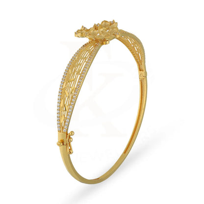 Gold Flowers Bangle With Ring 22Kt - Fkjbng22K5043 Bangles