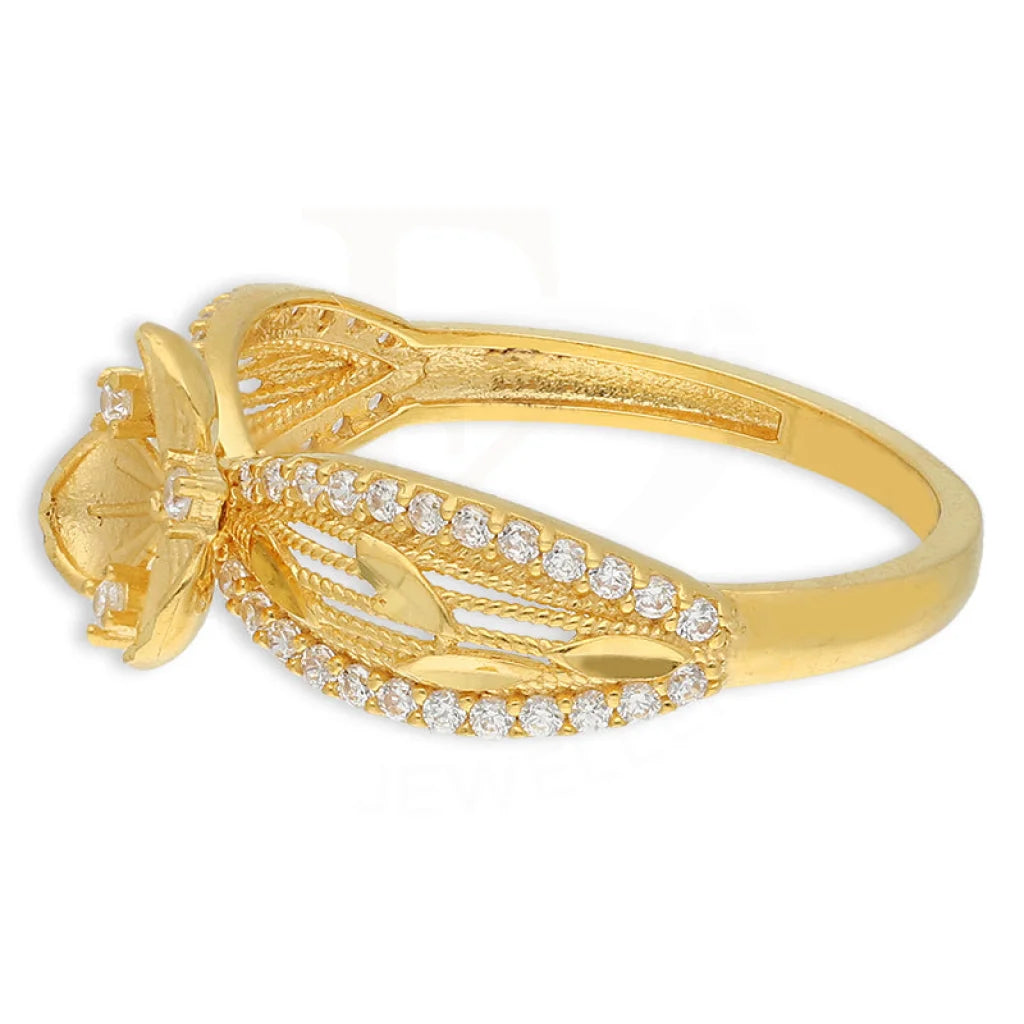 Gold Flowers Bangle With Ring 22Kt - Fkjbng22K5043 Bangles