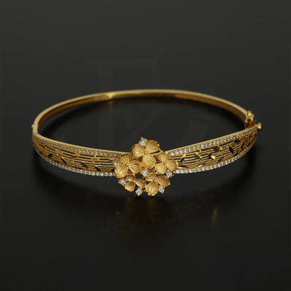 Gold Flowers Bangle With Ring 22Kt - Fkjbng22K5043 Bangles