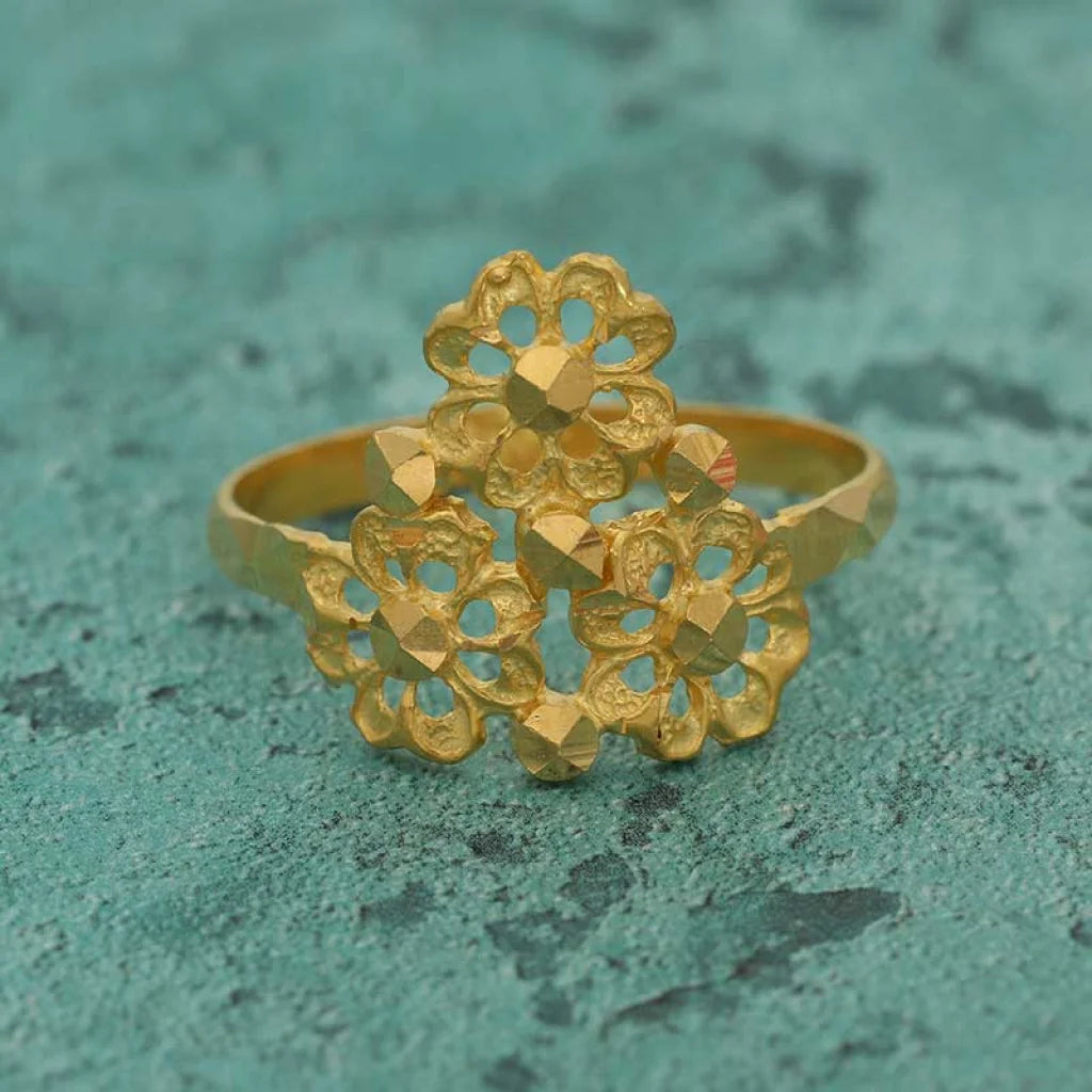 Gold Flowers Ring 22Kt - Fkjrn22K3055 Rings