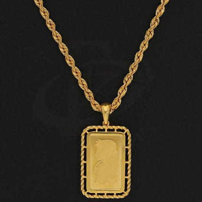 Gold Necklace (Chain With Pamp Suisse 2.5 Grams Bar Frame Without Bullion Pendant) 21Kt -