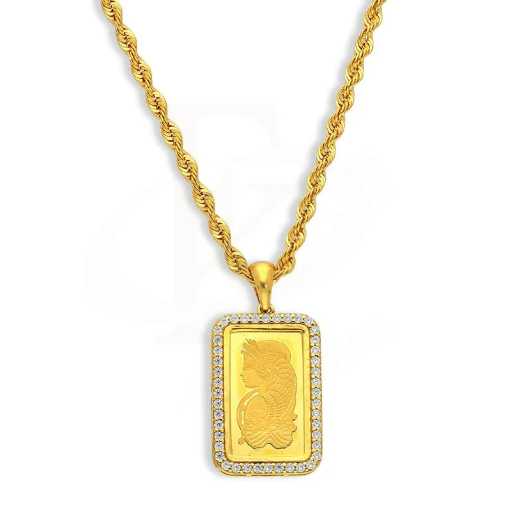 Gold Frame Necklace In 21Kt Without Bullion/bar - Fkjnkl21K2673 Necklaces