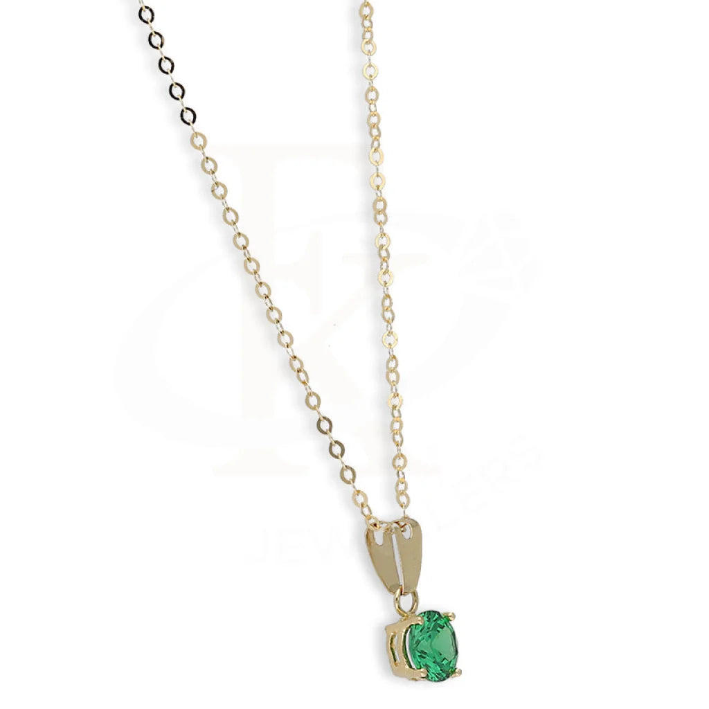 Gold Green Solitaire Pendant Set (Necklace And Earrings) 18Kt - Fkjnklst18K5555 Sets