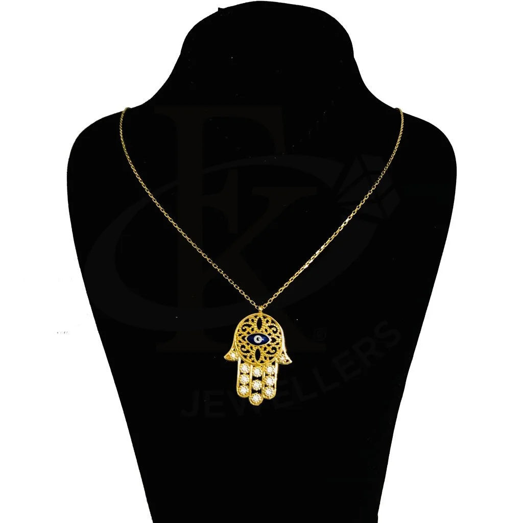 Gold Hamsa Hand With Evil Eye Necklace 18Kt - Fkjnkl1821 Necklaces