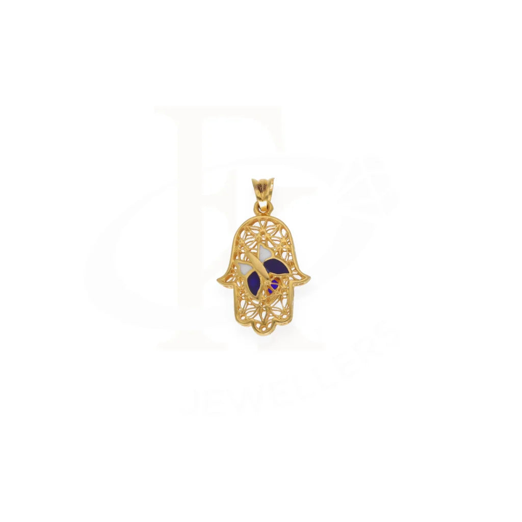 Gold Hamsa Pendant With Butterfly 21Kt - Fkjpnd21K7588 Pendants