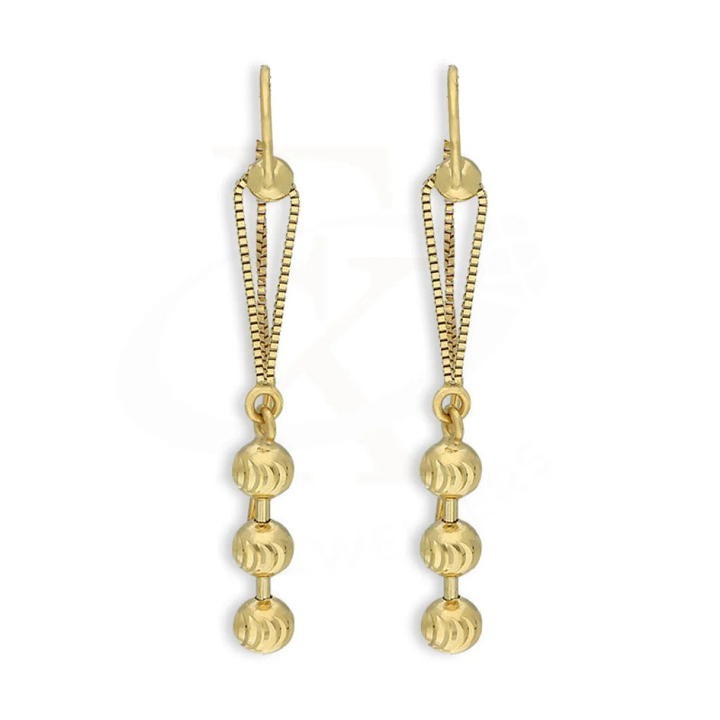 Gold Hanging Balls Drop Earrings 18Kt - Fkjern18K5233