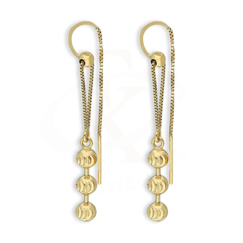 Gold Hanging Balls Drop Earrings 18Kt - Fkjern18K5233