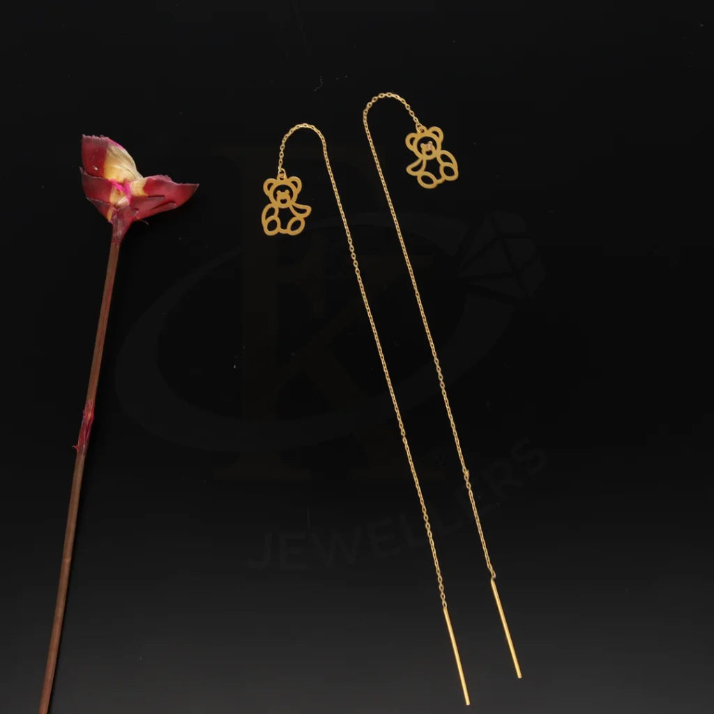 Gold Hanging Bear Shaped Earrings 21Kt - Fkjern21Km8703