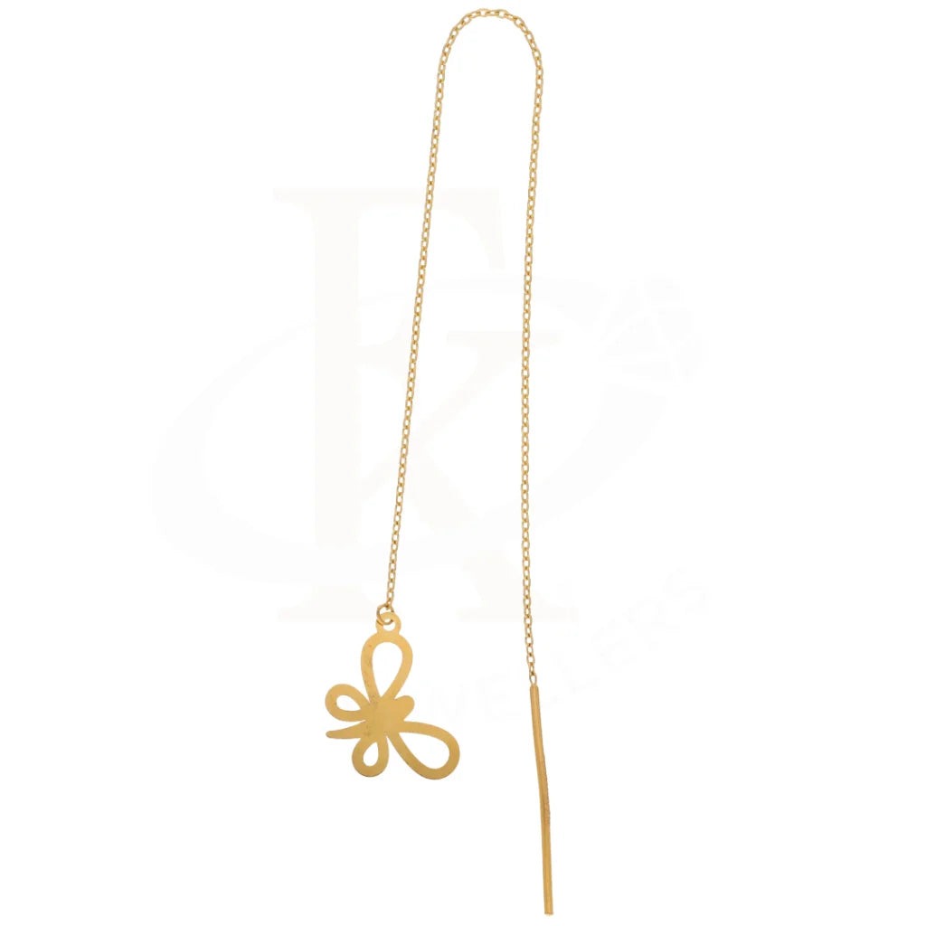 Gold Hanging Butterfly Shaped Earrings 21Kt - Fkjern21Km8702