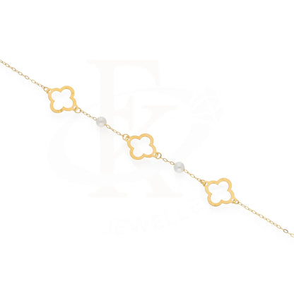 Gold Hanging Clover Shell Shaped Bracelet 21Kt - Fkjbrl21Km7958 Bracelets