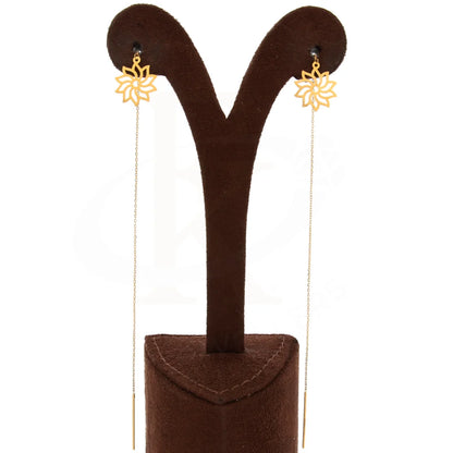 Gold Hanging Flower Shaped Earrings 21Kt - Fkjern21Km8706