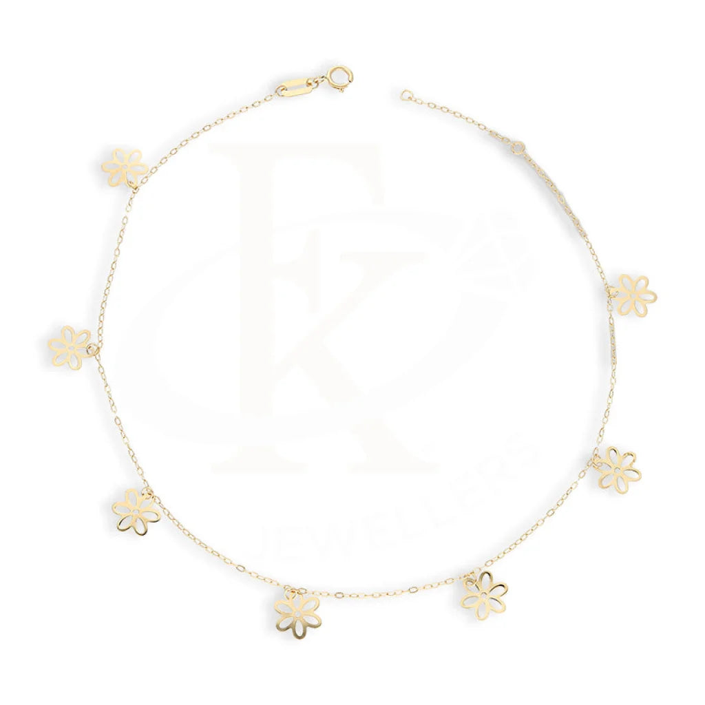 Gold Hanging Flowers Anklet 18Kt - Fkjankl18K5431 Anklets