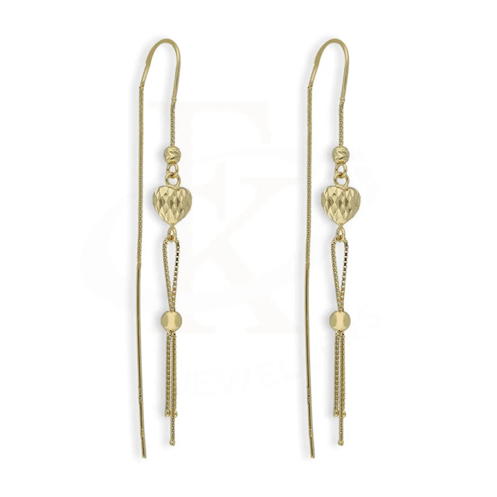 Gold Hanging Heart Drop Earrings 18Kt - Fkjern18K5235