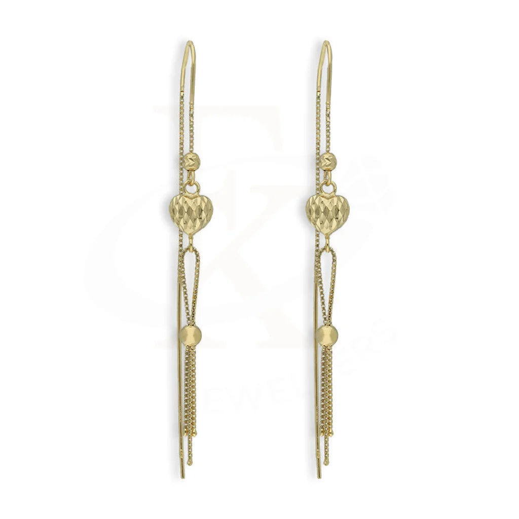 Gold Hanging Heart Drop Earrings 18Kt - Fkjern18K5235
