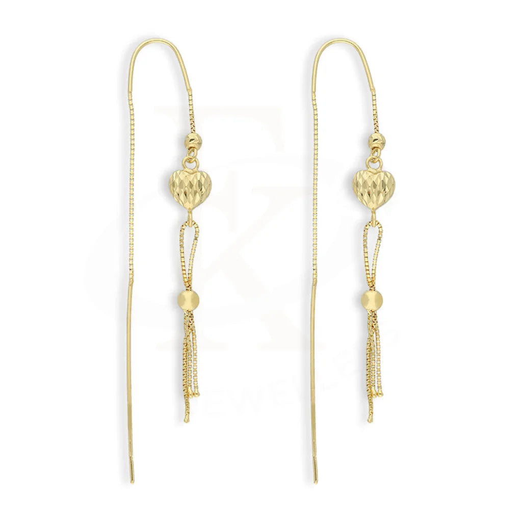 Gold Hanging Heart Drop Earrings 18Kt - Fkjern18K5235
