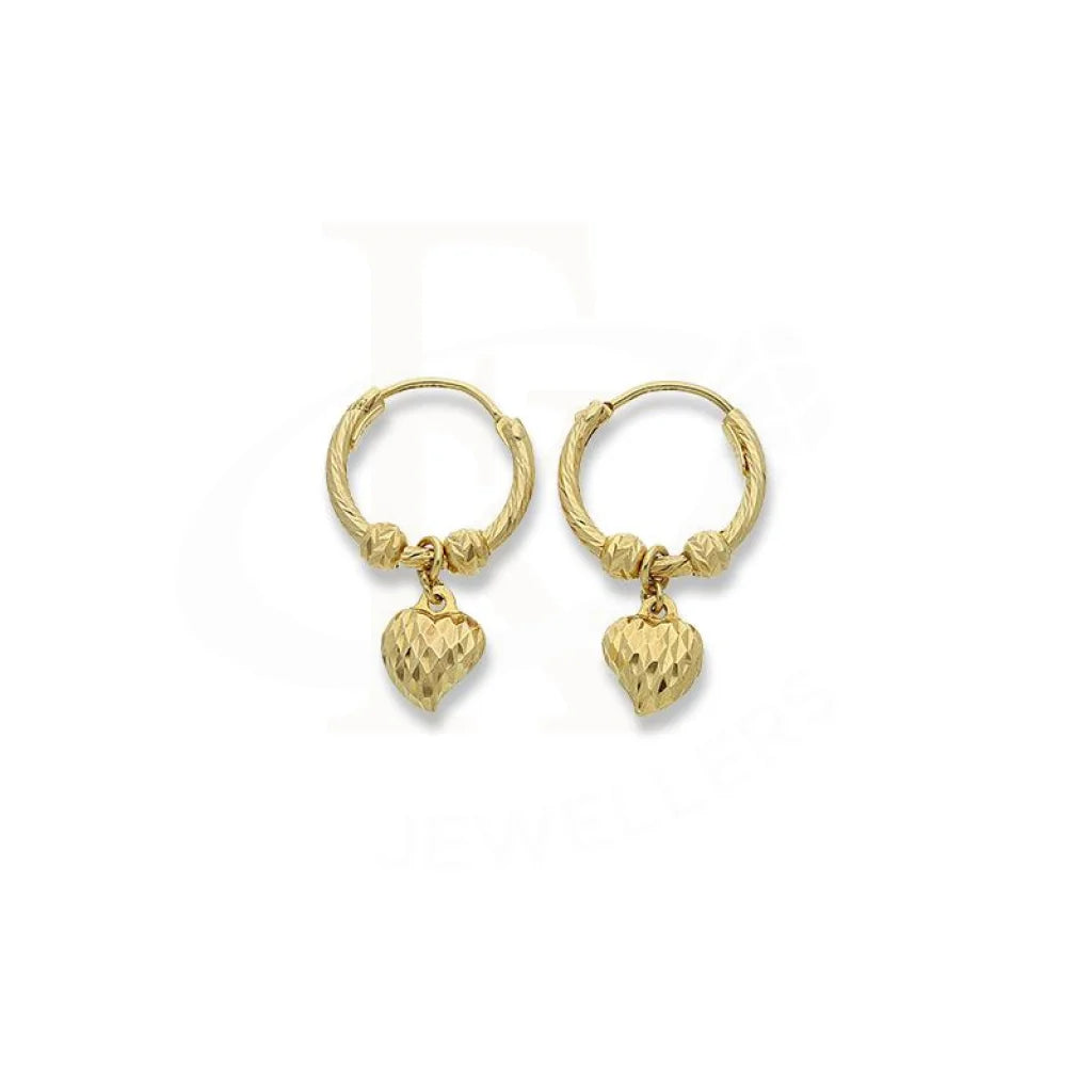 Gold Hanging Heart Hoop Earrings 18Kt - Fkjern18K2326