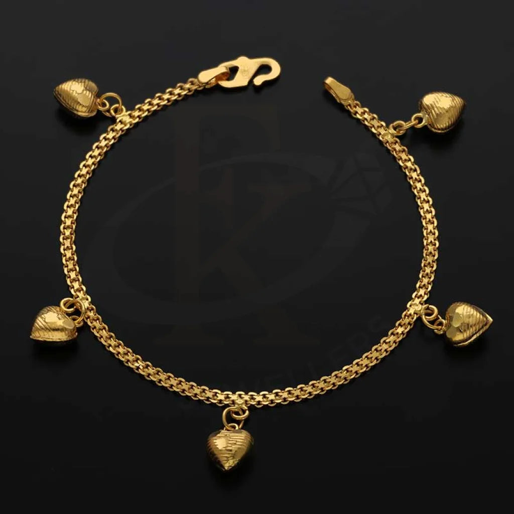 Gold Hanging Hearts Bracelet 22Kt - Fkjbrl22K3021 Bracelets