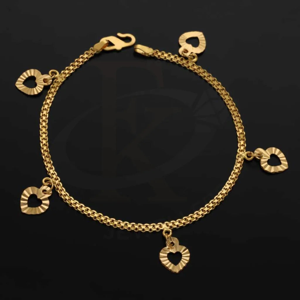 Gold Hanging Hearts Bracelet 22Kt - Fkjbrl22K3022 Bracelets