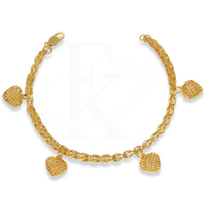 Gold Hanging Hearts Cage Bracelet 22Kt - Fkjbrl22K3027 Bracelets