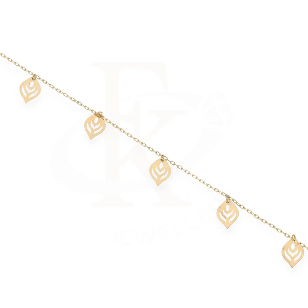 Gold Hanging Leaf Shaped Anklet 18Kt - Fkjankl18K7865 Anklets