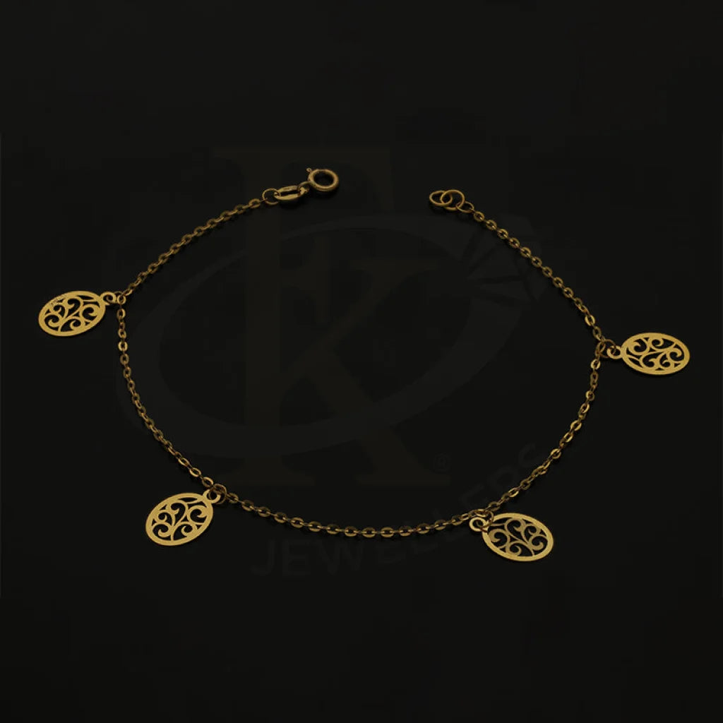 Gold Hanging Oval Shaped Bracelet 21Kt - Fkjbrl21Km5019 Bracelets