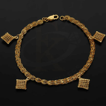 Gold Hanging Rhombus Shaped Cage Bracelet 22Kt - Fkjbrl22K3029 Bracelets