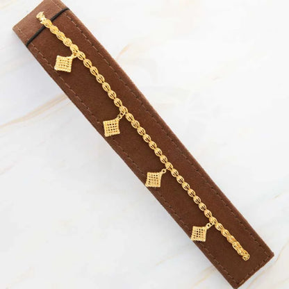 Gold Hanging Rhombus Shaped Cage Bracelet 22Kt - Fkjbrl22K3029 Bracelets