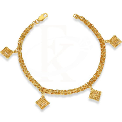 Gold Hanging Rhombus Shaped Cage Bracelet 22Kt - Fkjbrl22K3029 Bracelets