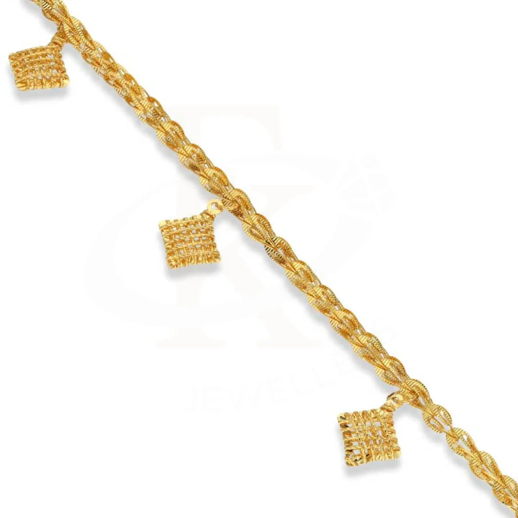 Gold Hanging Rhombus Shaped Cage Bracelet 22Kt - Fkjbrl22K3029 Bracelets