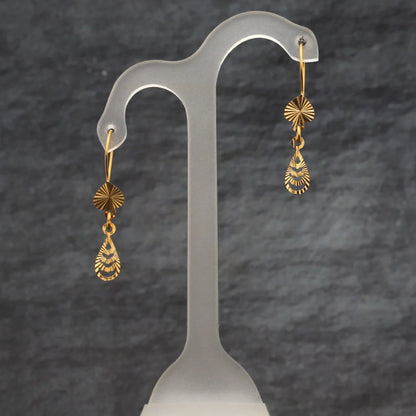 Gold Hanging Tear Drop 21Kt Earrings - Fkjern21Km8445