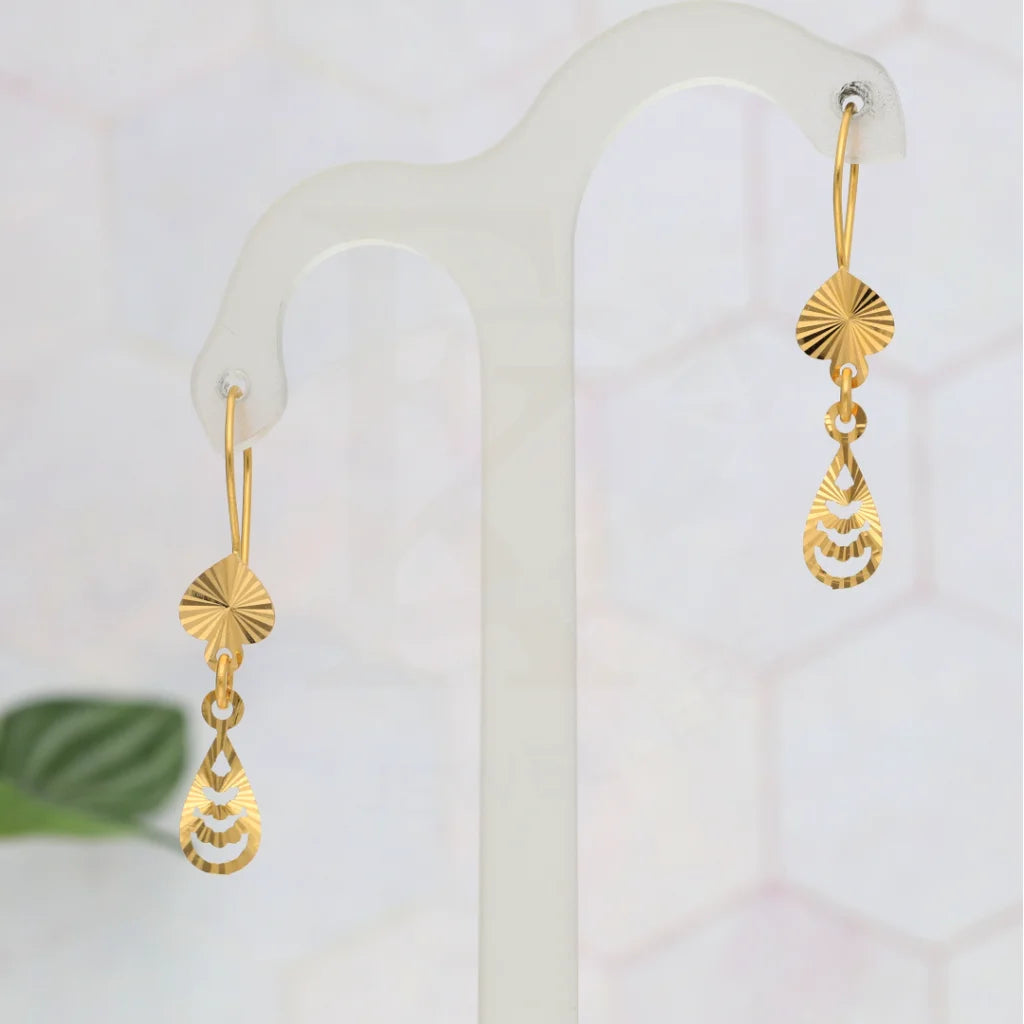 Gold Hanging Tear Drop 21Kt Earrings - Fkjern21Km8445