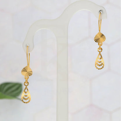 Gold Hanging Tear Drop 21Kt Earrings - Fkjern21Km8445