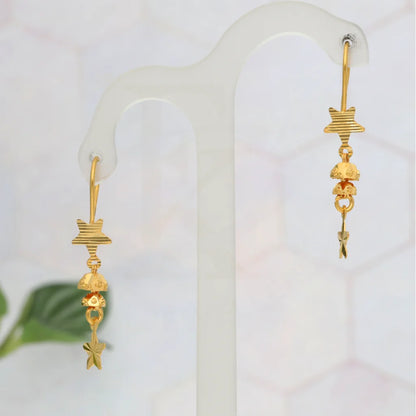 Gold Hanging Tone Star Earrings 21Kt - Fkjern21Km8444