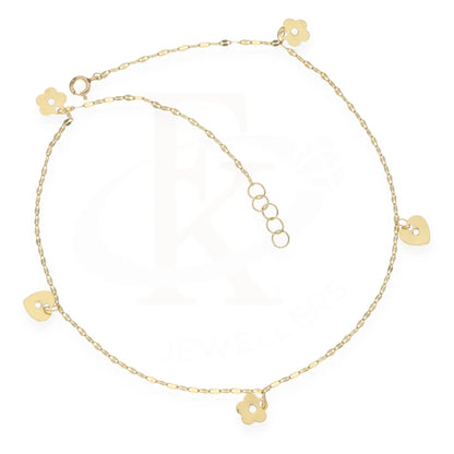 Gold Heart And Flower Shaped Anklet 18Kt - Fkjankl18K7860 Anklets