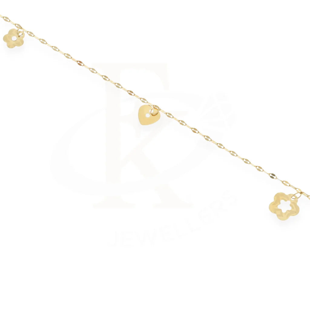 Gold Heart And Flower Shaped Anklet 18Kt - Fkjankl18K7861 Anklets