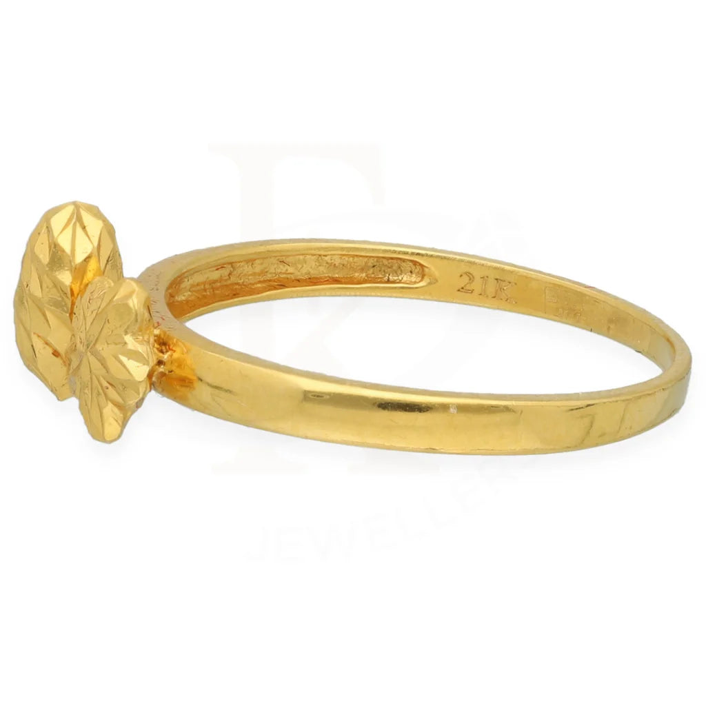 Gold Heart And Flower Shaped Ring 21Kt - Fkjrn21K7302 Rings