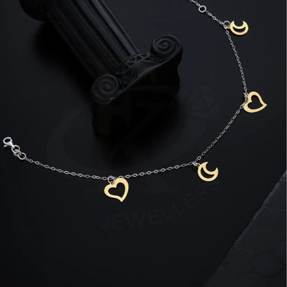 Gold Heart And Noon Shaped Anklet 18Kt - Fkjankl18K7859 Anklets