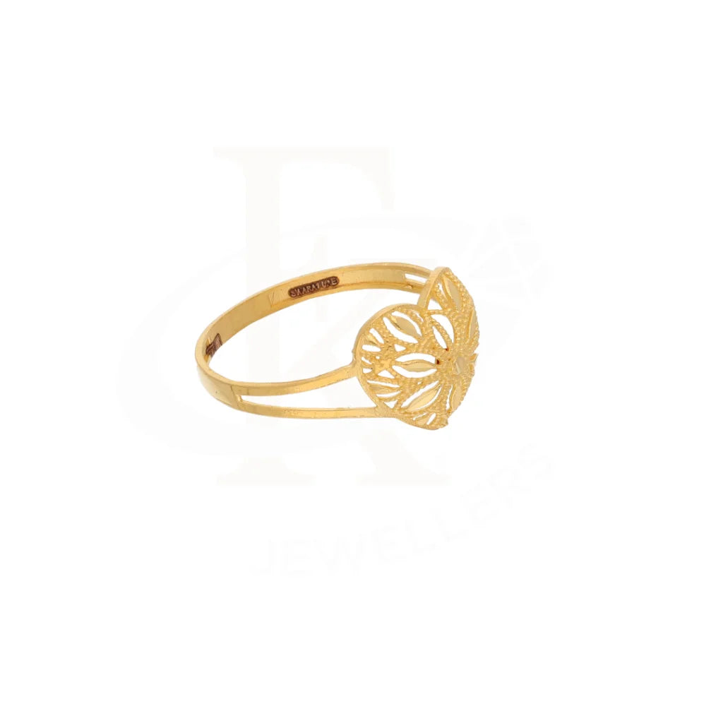 Gold Heart Floral Design Ring 21Kt - Fkjrn21Km8553 Rings