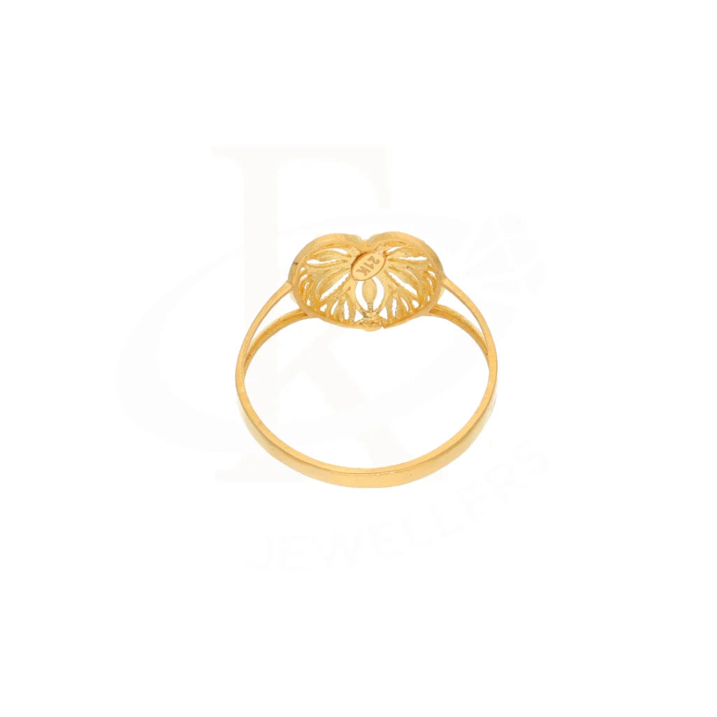 Gold Heart Floral Design Ring 21Kt - Fkjrn21Km8553 Rings