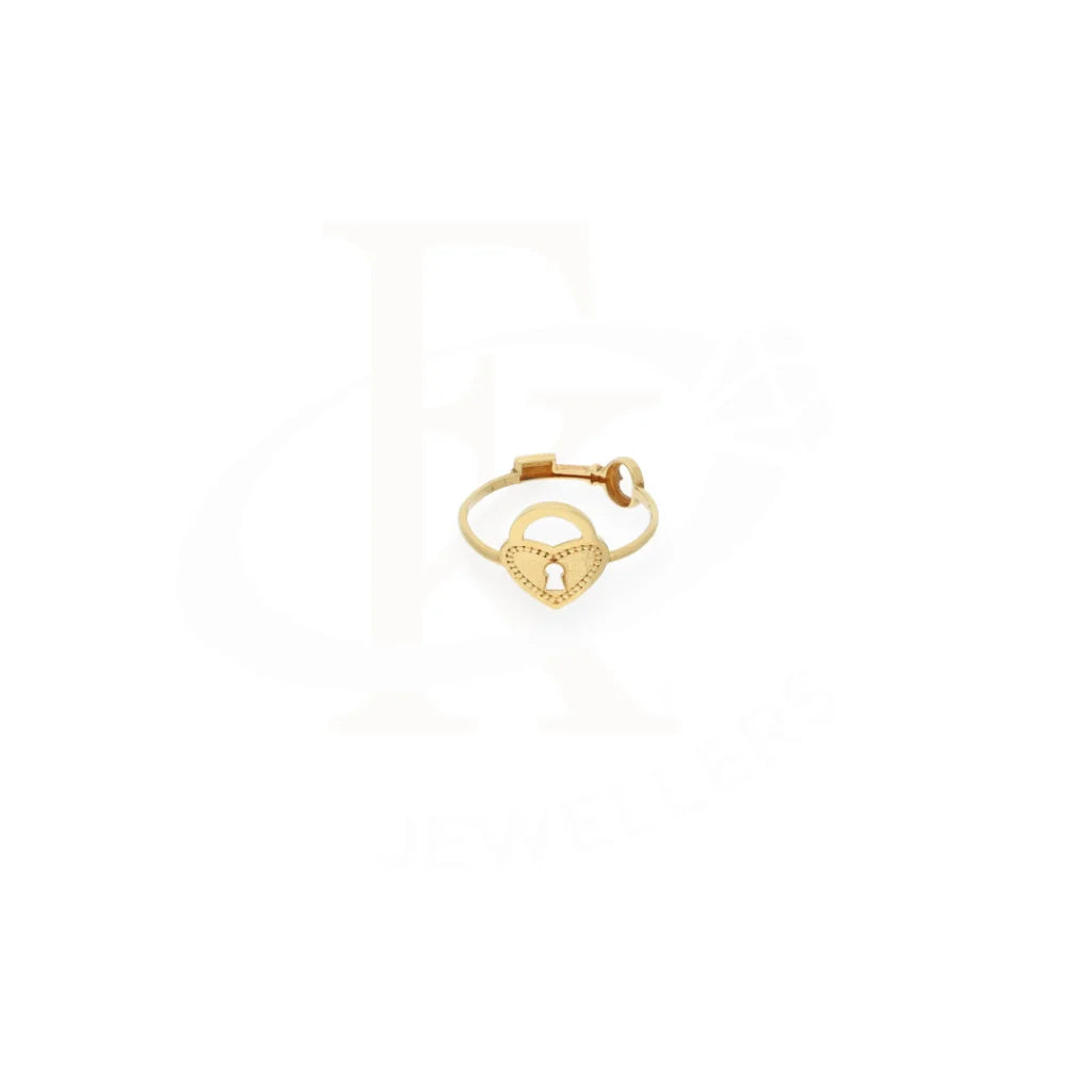 Gold Heart Lock Shaped Ring 18Kt - Fkjrn18K7913 Rings