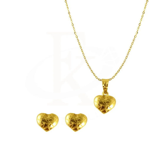 Gold Heart Pendant Set (Necklace And Earrings) 18Kt - Fkjnklst1863 Sets