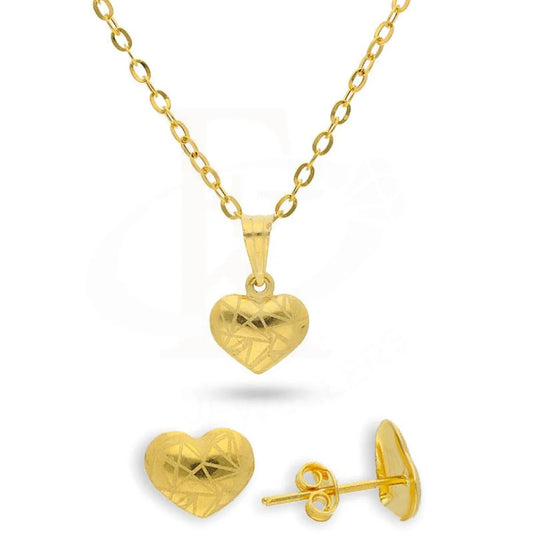 Gold Heart Pendant Set (Necklace And Earrings) 18Kt - Fkjnklst18K2150 Sets