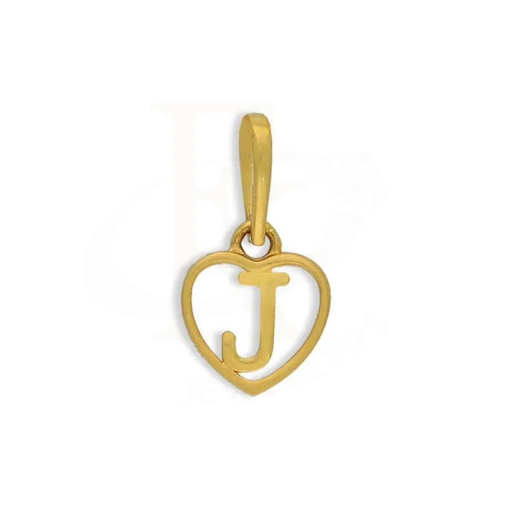 Gold Heart Shaped Alphabet Pendant 22Kt - Fkjpnd22K2735 J / 0.610 Grams Pendants