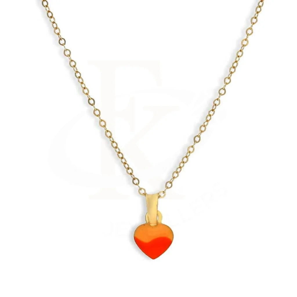 Gold Heart Shaped Baby Pendant Set (Necklace And Earrings) 18Kt - Fkjnklst18K2435 Sets